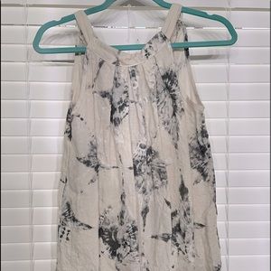 Bella vita size S cream and black tie dyed linen tank top